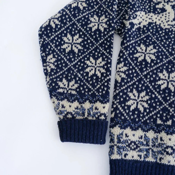 Vintage Environmental  Clothing Co Made USA 85% Wool Navy/ Cream Winter Design L - Picture 8 of 12